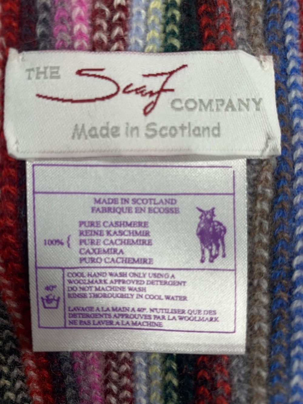 The scarf company made in Scotland 100% cashmere rainbow striped scarf - Picture 2 of 5